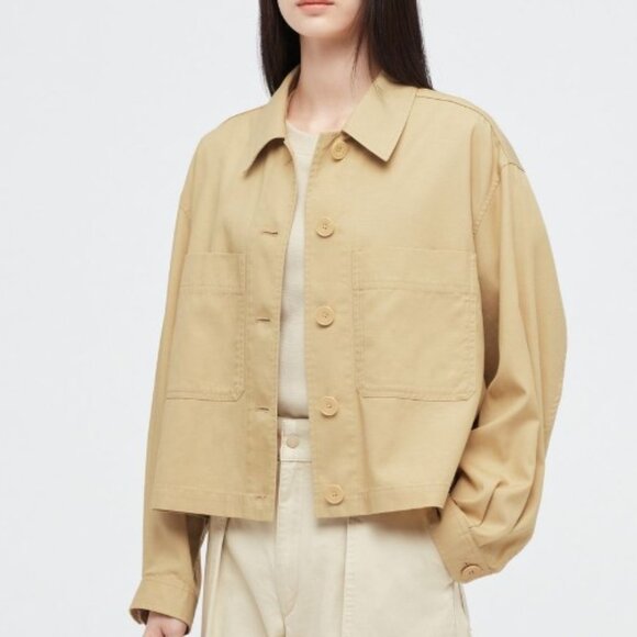 Uniqlo Jackets & Blazers - Uniqlo tan jacket - minimal cropped
